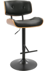 LumiSource Lombardi PU Leather Swivel Counter/Bar Stool Adjustable Height, Walnut/Black