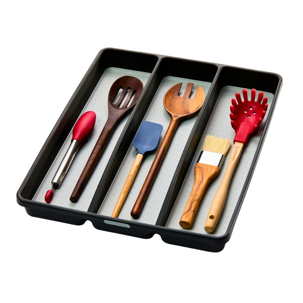 Madesmart 3-Compartment Kitchen Utensil Drawer Organizer Tray/Holder, Grey M1