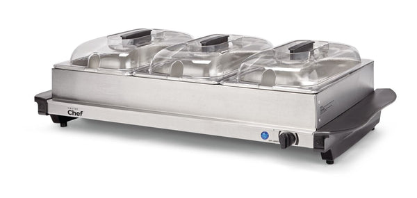 MASTER Chef 3-Tier Buffet Server/Food Warmer with Warming Tray, Stainless Steel, 300W F3