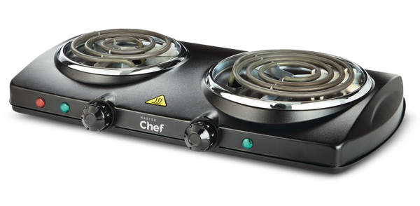 MASTER Chef Double Burner Hot Plate, Black, 1500W E0