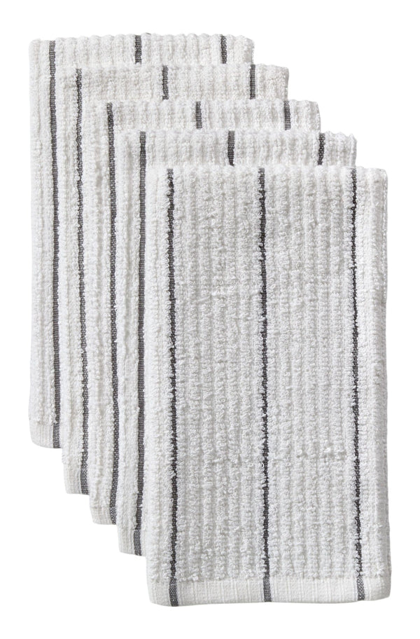 Master Chef Ribbed Stripe Bar Mop Dish Cloths, Grey Stripes, 5-pk L7