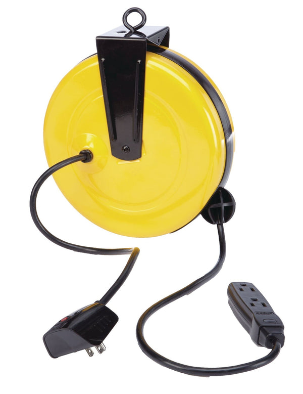 Mastercraft 30-ft 16/3 Retractactabe Extension Cord Reel with 3 Grounded Outlets L7