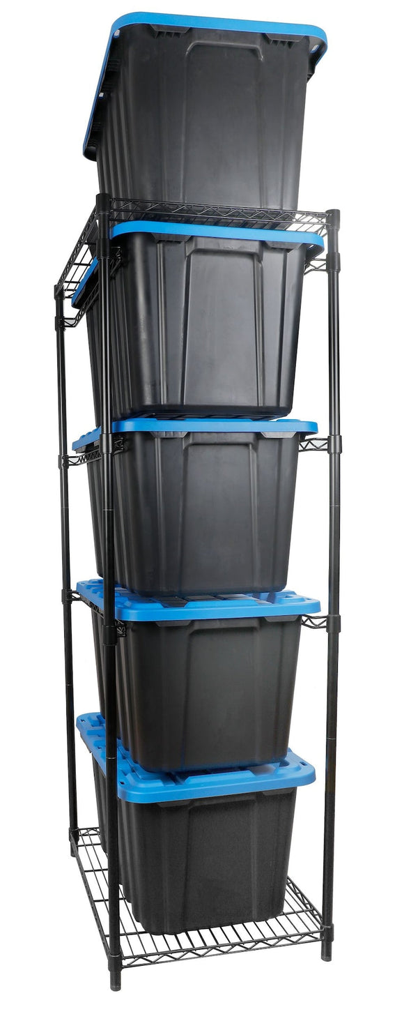 Mastercraft 5-Tier Steel Tote Storage Rack, Black, Totes Not Included X1