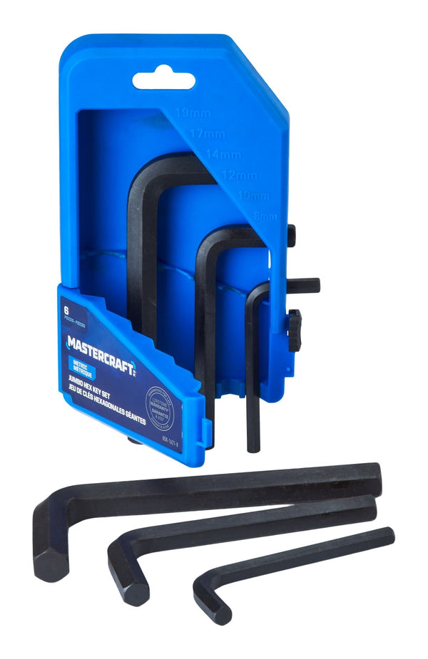 Mastercraft Jumbo Hex Key Set/Allen Wrench Set, Metric, High Quality Cr-V Steel, 6-pc T7