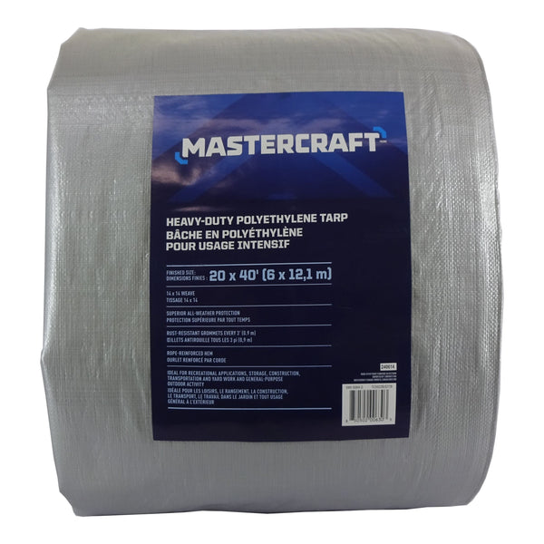 Mastercraft Premium Heavy Duty Tarp, Poly, Waterproof, 20-ft x 40-ft U3