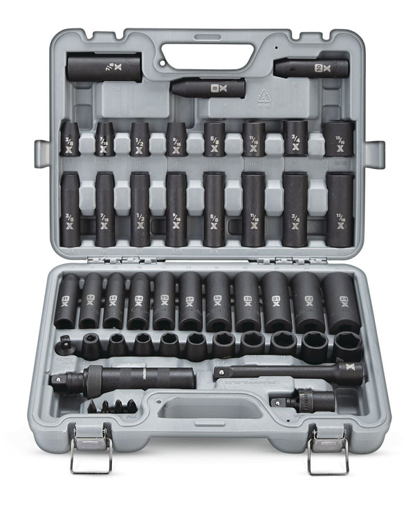 MAXIMUM 1/2-in Drive Professional Grade Impact Socket Set, 48-pc, CRMO P4
