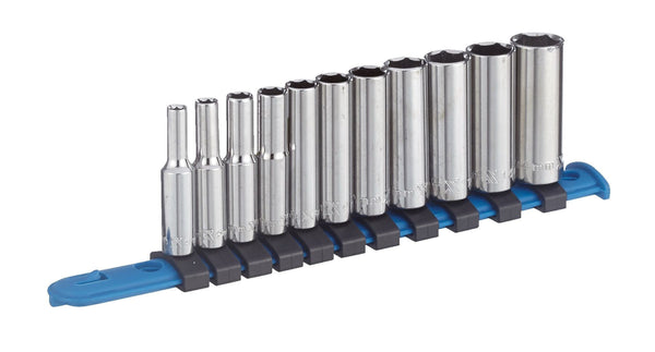 MAXIMUM 1/4-in Drive Deep Socket Set 11-pc, CRV, Nickel-Chrome Plating L5