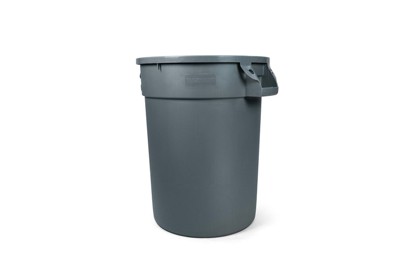 MAXIMUM Commercial Circular Outdoor Garbage Can with Lid, Grey T4