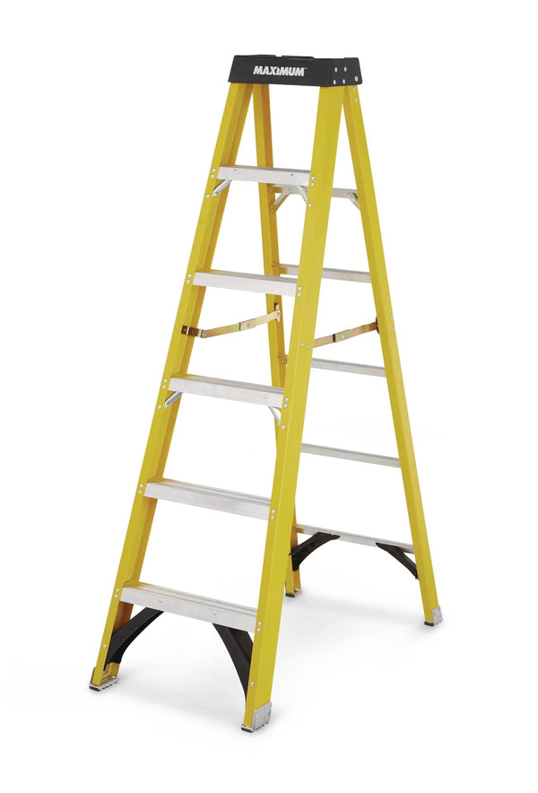 MAXIMUM Grade 1A Fibreglass Step Ladder, 300-lb 6-ft E6