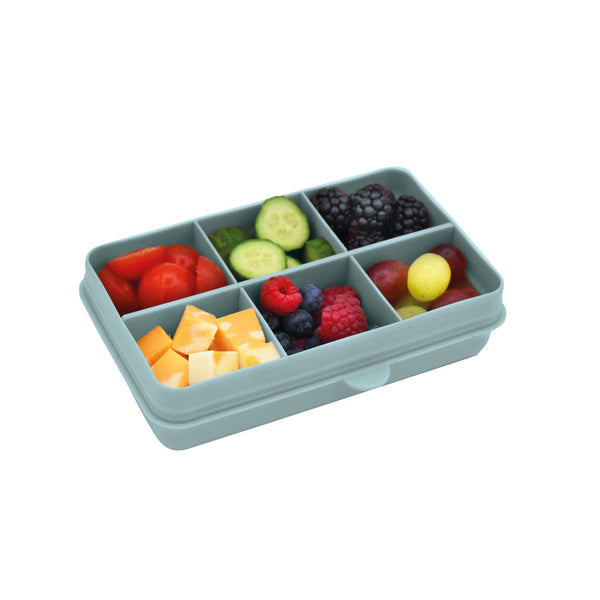 melii Mini Divided Snackle Box, Food Storage Container with 6 Compartments, Sage H8