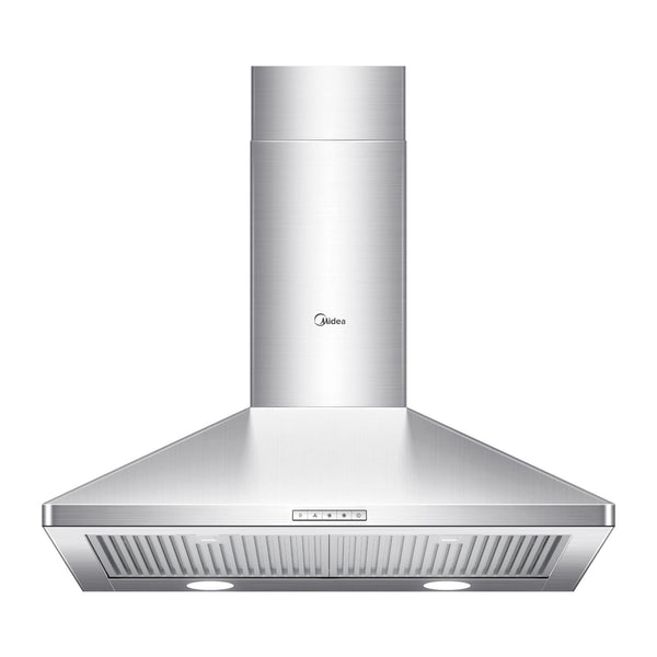 Midea Pyramid 450CFM Push Button Wall Mount Kitchen Exhaust Fan Range Hood, Stainless Steel, 30-in F2