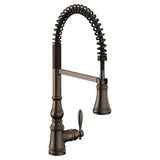 Moen Weymouth Single Handle Pre-Rinse Spring Pull Down Sprayer Kitchen Faucet with Power Boost, Oil Rubbed Bronze