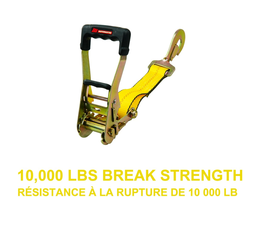 MotoMaster 10,000-lb Commercial Ratchet Tie Down Straps, with Snap Hook, 2-in x 8-ft