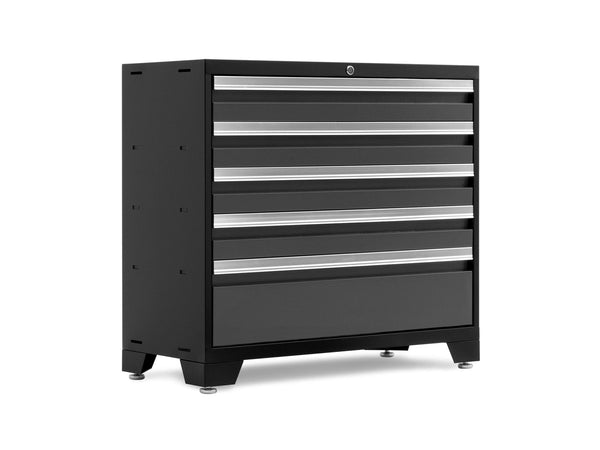 NewAge Bold 3.0 Series Lockable 5-Drawer Steel Tool Cabinet with Adjustable Legs, Fully-Welded, Black/Grey, 36-in S6