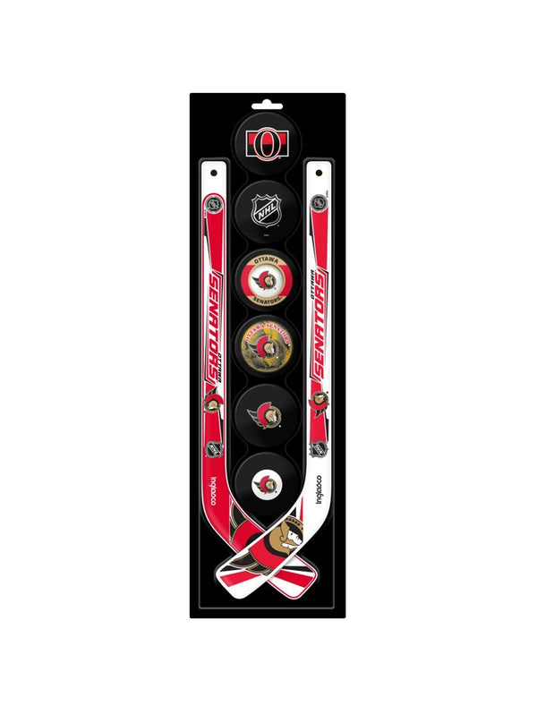 NHL Ottawa Senators Mini Hockey Pucks & Sticks Set, 8-pc G3