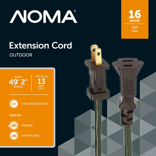 NOMA 16/2 Outdoor Extension Cord, Flexible, 1 Outlet, Green Q6