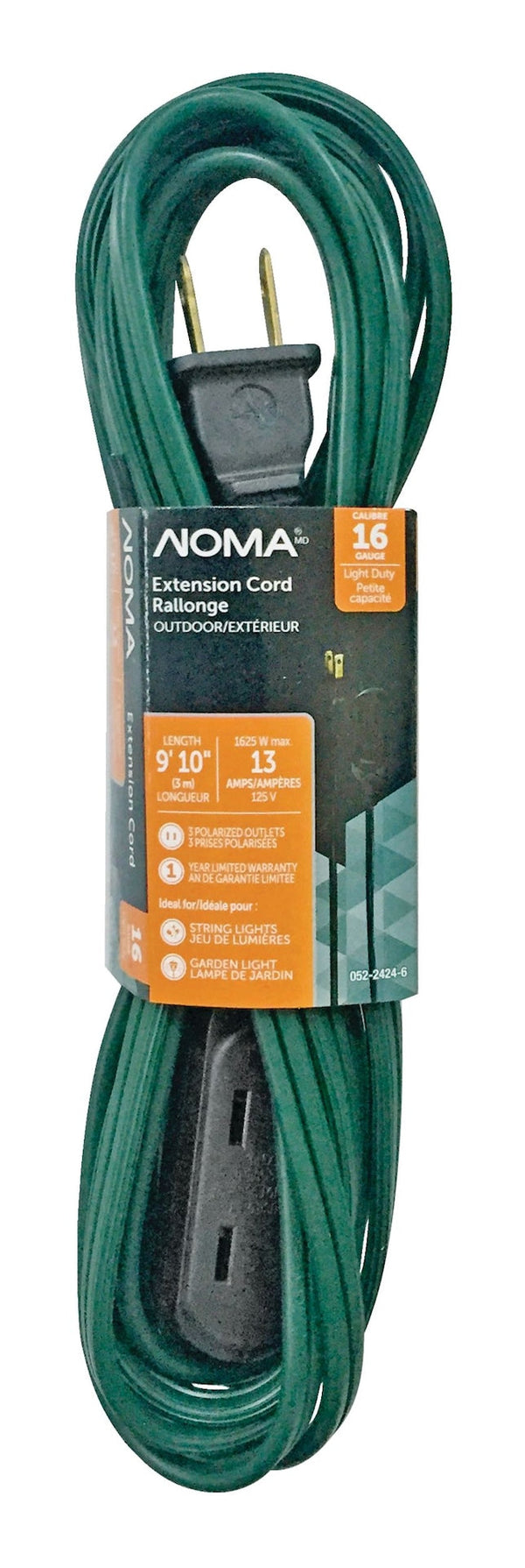 NOMA 16/2 Outdoor Extension Cord with 3 Outlets, Green Q2