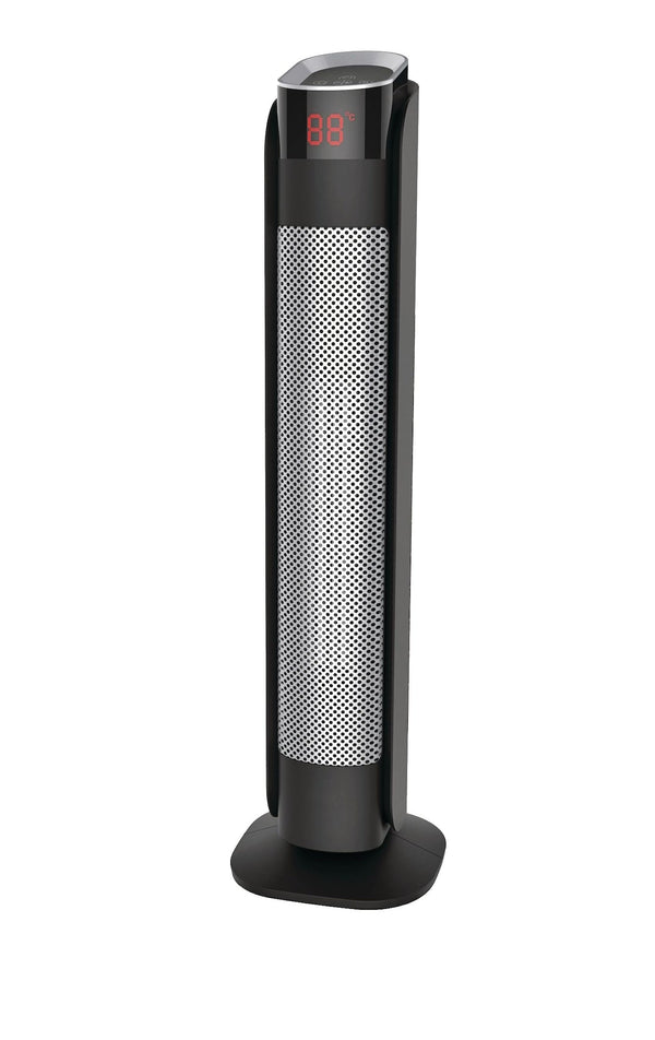 NOMA Oscillating Tower Ceramic Heater withRemote Control & Thermostat, 1500W, Black, 24-in G4