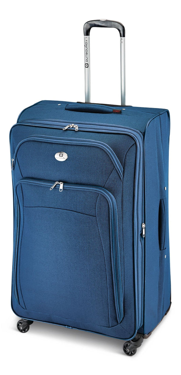 Outbound Coast Expandable Softside Spinner Wheel Travel 28-in Suitcase, Wet Pocket, Blue E4