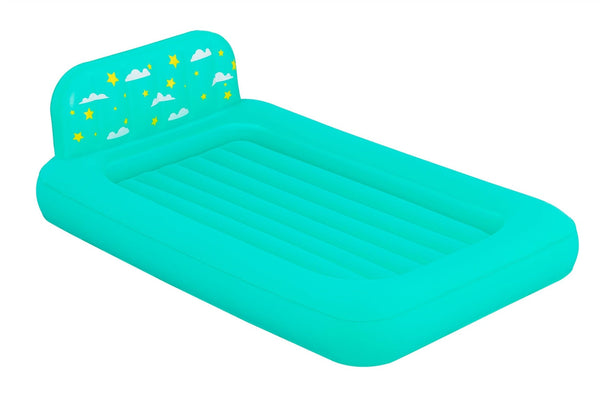 Outbound Kids' Single-High Airbed/Air Mattress with Headboard, Blue W0