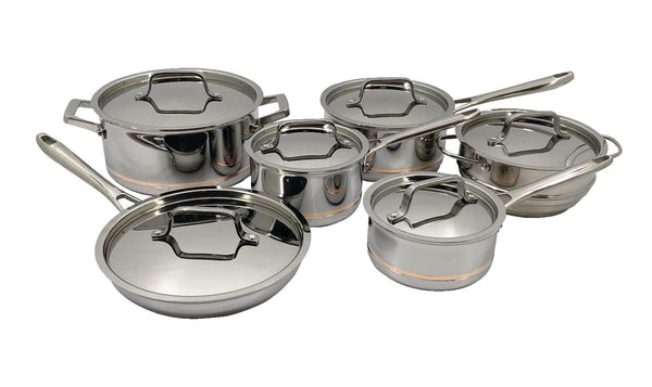 PADERNO 5-Ply Copper Core Stainless Steel Cookware Set, Oven Safe, 12-pc T9