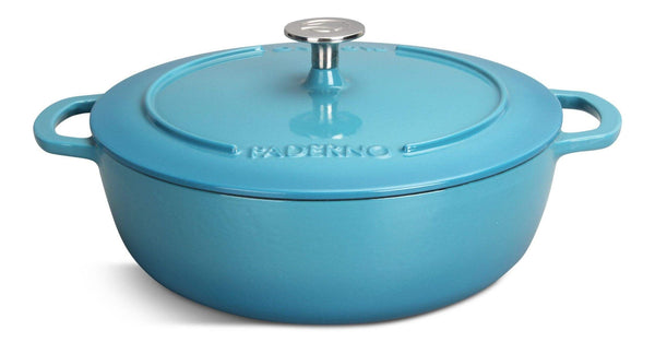 PADERNO Braiser, Durable Cast Iron, Oven Safe, Atlantic Blue, 5-qt W1