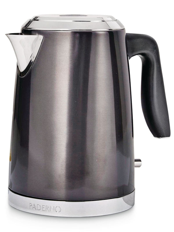 PADERNO Cordless Electric Kettle with Auto Shut Off, Black Stainless Steel, 1.7L S6