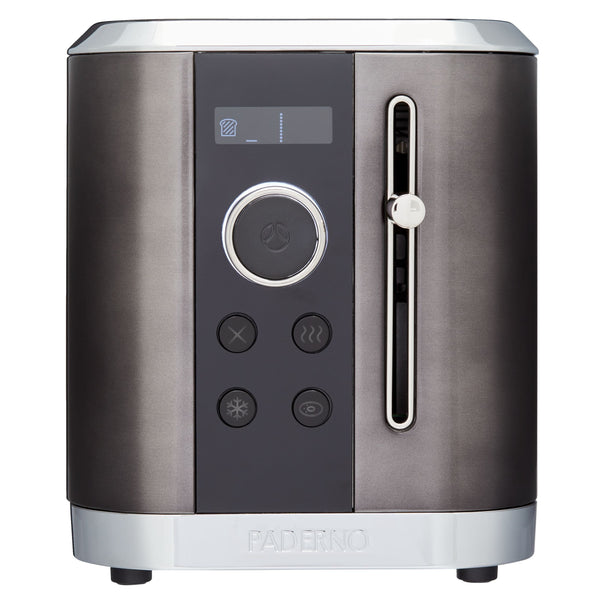 PADERNO Even Heat Wide Slots Toaster with 9 Settings, Black Stainless Steel, 2-Slices B0