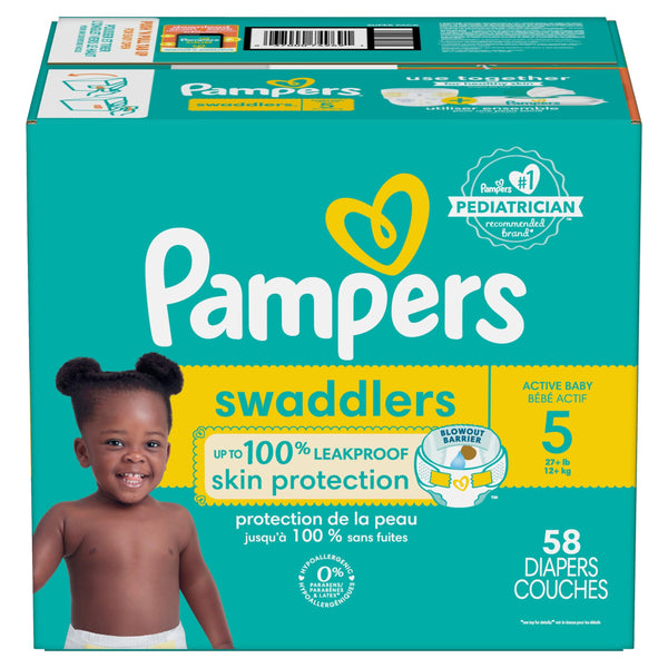 Pampers Swaddler Size 5 Leak-Free Baby Diapers, 55-pc X4