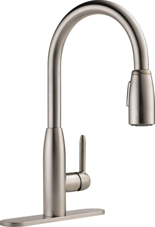 Peerless Tunbridge Single Handle High Arc Pull Down Kitchen Faucet, Stainless Steel A2