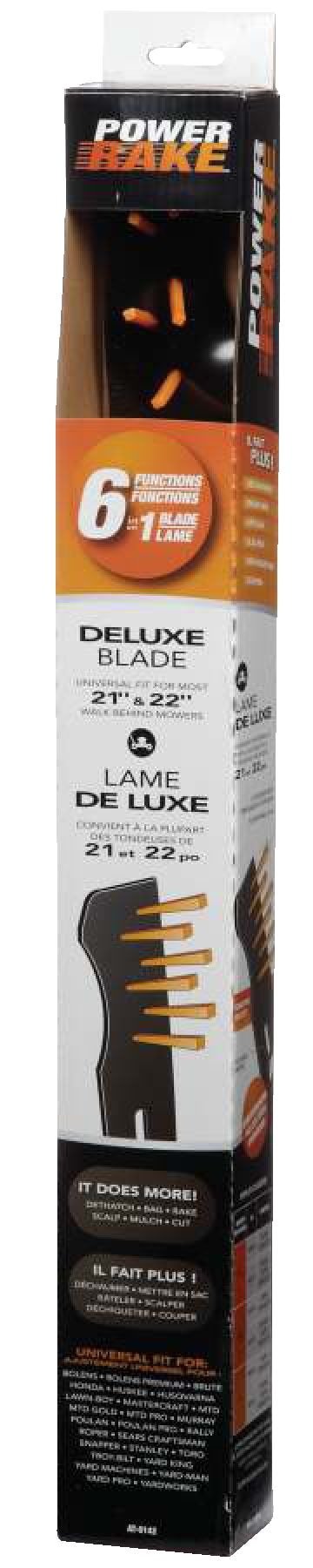 Power Rake Universal 6-in-1 Replacement Lawn Mower Blade, 21-in/22-in, Removable Tines
