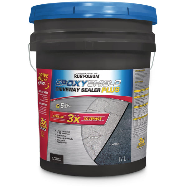 Rust-Oleum Epoxy Shield Asphalt Driveway Sealer Plus, 1000 sq. ft Coverage, Black, 17-L X1