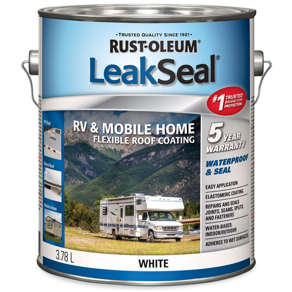 Rust-Oleum LeakSeal Waterproof Mobile Home & RV Roof Sealant / Coating, White, 3.78-L H0