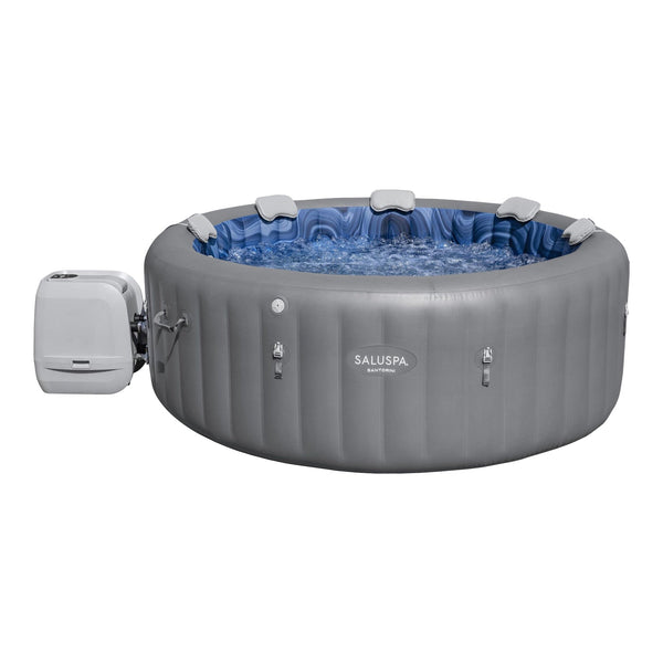 Salu Spa Santorini Grey 7-Person Luxe HydroJet Pro Round Smart Spa, 85-in x 31.5-in M8