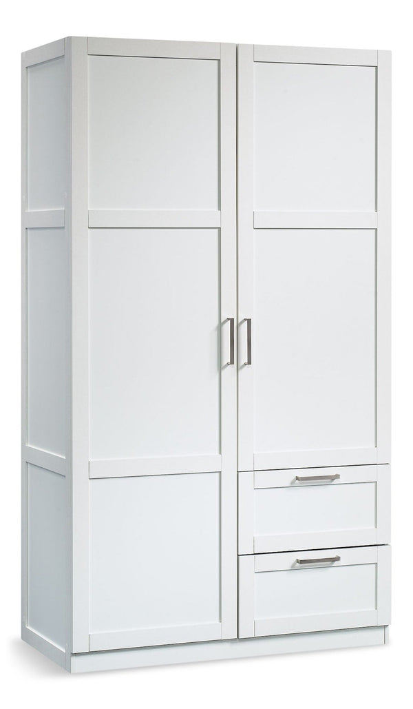 Sauder 2 Door 2 Drawer Wardrobe, White J5