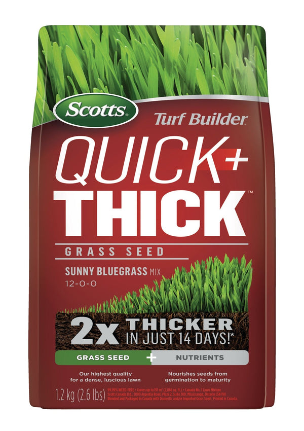 Scotts Turf Builder Quick + Thick Grass Seed Sunny Bluegrass Mix, 12-0-0, 1.2-kg T7