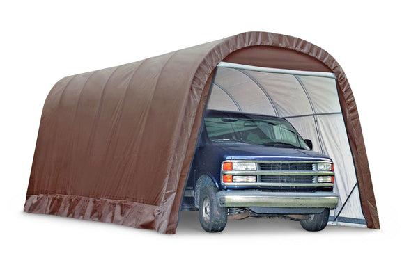 ShelterLogic Heavy Duty Waterproof Round Style Auto Shelter with UV Protection, 12x24x10-ft O1