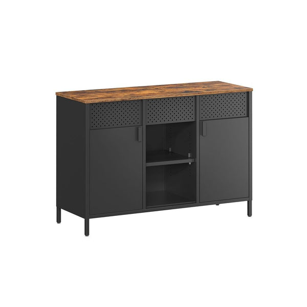 Songmics Home Rustic Brown/Black Metal Buffet Cabinet Z9