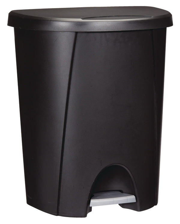 Sterilite Plastic D-Shaped Step Garbage Can, Black, 25-L M2