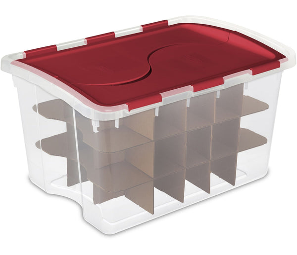 Sterilite Transparent Ornament Storage Box with Flip-top Lid, 45-L T4