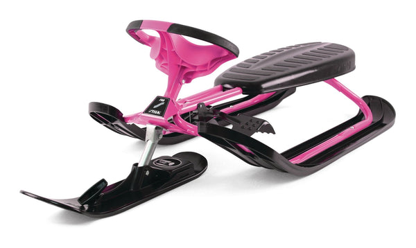 Stiga GT Racer Curve Kids' 1-Person Winter Snow Ski Sled with Steering Wheel & Brakes, Assorted Colours X3