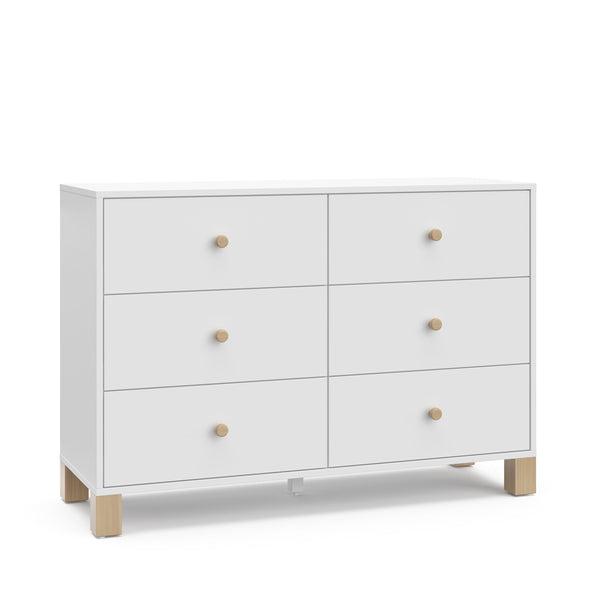 Storkcraft California 6-Drawer White/Driftwood Double Dresser/Chest I8