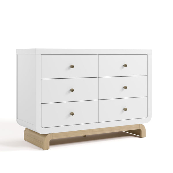 Storkcraft Santorini 6-Drawer White/Driftwood Double Dresser/Chest O5