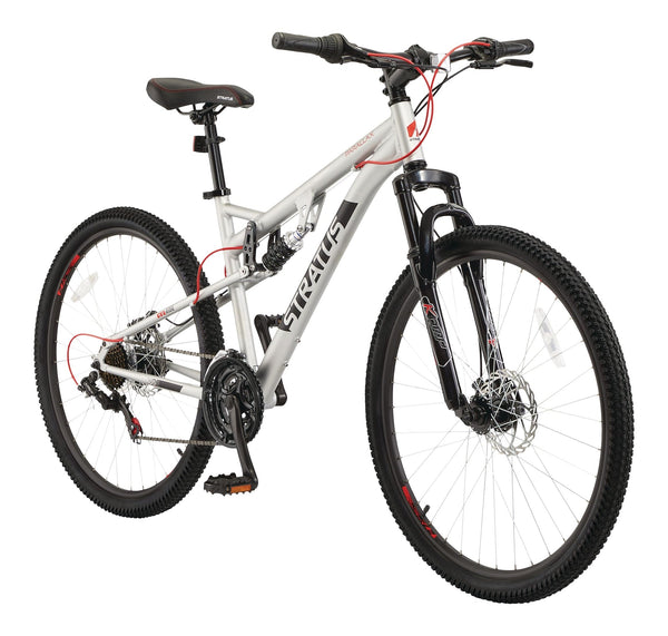 Stratus Parallax Dual-Suspension Mountain Bike, 27.5-in Wheel, Silver M4