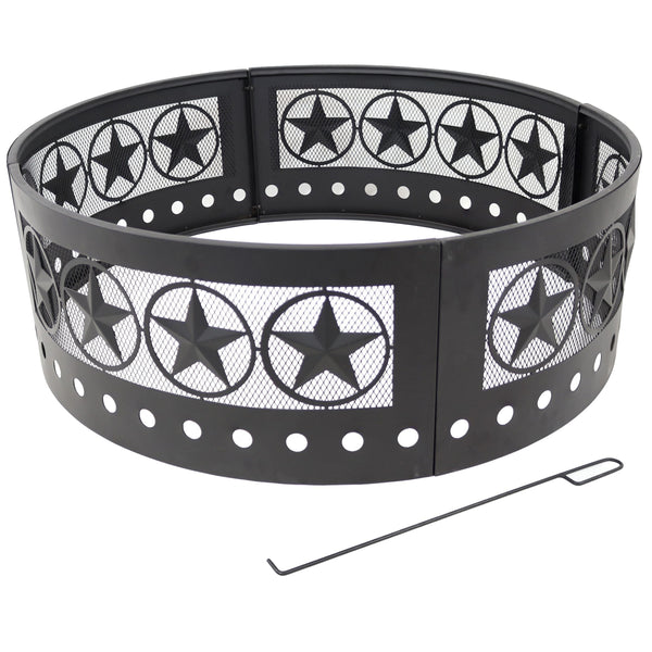 Sunnydaze Décor Heavy-Duty Steel Cut Out Campfire Ring, 36-in E1