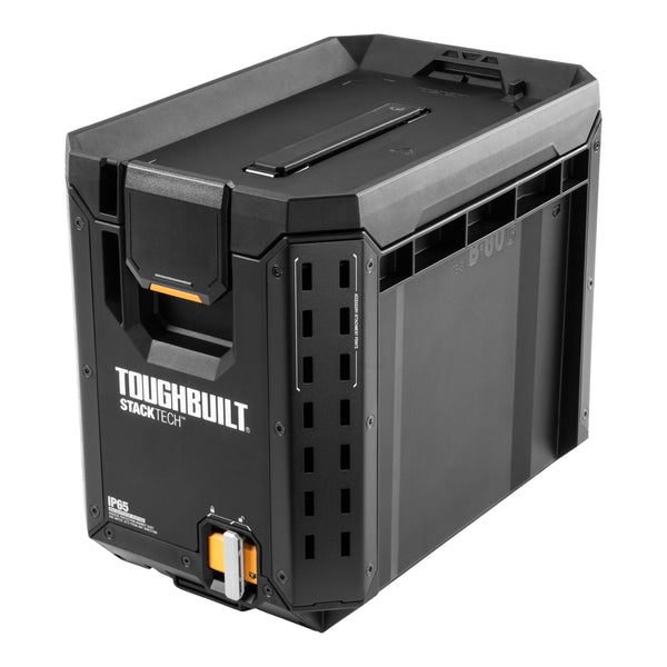 ToughBuilt StackTech Half Portable Modular Plastic/Metal Tool Box with Inner Tray and 5 Dividers, IP65-Rated, Black Y9