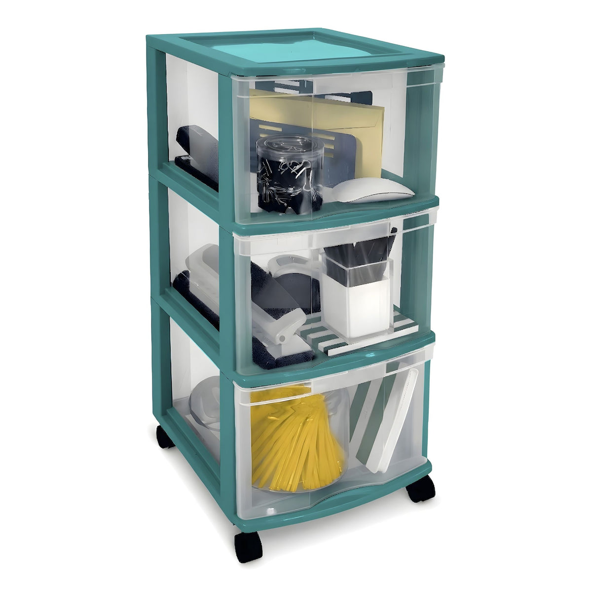 Type A 3-Drawer Storage Tower, Green