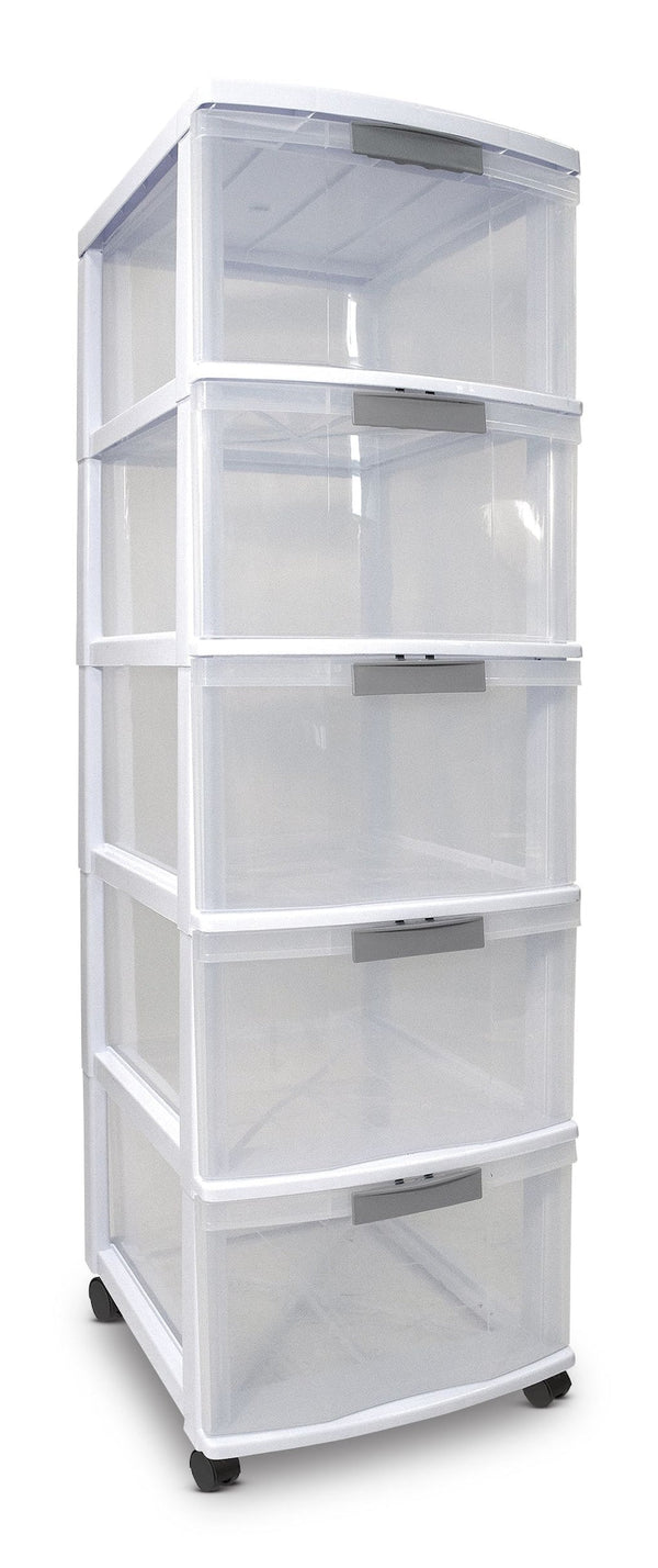 type A Element Lockable White Frame 5-Drawer Storage Tower/Cart with Wheels, 26-in H4