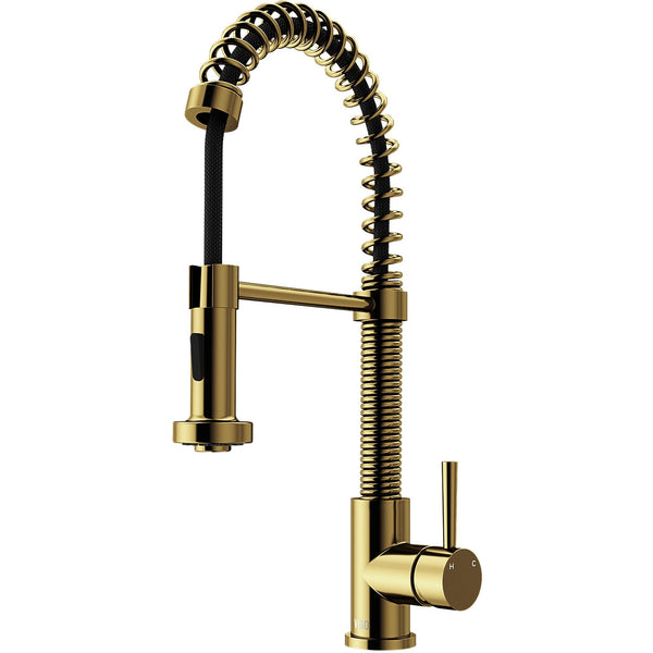 VIGO Edison Single Handle Pull Down Sprayer Kitchen Faucet, Matte Gold X7