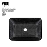 VIGO Glass Grey Onyx Bathroom Sink/Basin Set with Matte Gold Niko Faucet and Rectangular Vessel
